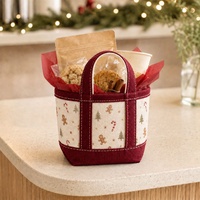 Sac fourre-tout mini en toile personnalisé pour Noël, imprimé en forme de bateau, petit porte-cadeaux avec logo pour emballage de détail de fêtes, vente en gros OEM