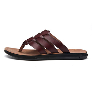 Nouveautés estivales, tongs en <span class=keywords><strong>cuir</strong></span> personnalisées avec logo pour hommes, tongs plates pour hommes, vente en gros pour la plage - Product Image 4