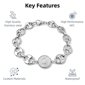 Pulsera Inteligente Multifuncional <span class=keywords><strong>de</strong></span> Acero Inoxidable con NFC, Tarjeta <span class=keywords><strong>de</strong></span> Acceso, para Uso Comercial y Social, Regalo Promocional 213, OEM/ODM - Product Image 2