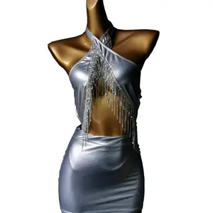 Novance-vestido de cóctel de cristal brillante para mujer, traje de baño con borlas, ropa de playa, modesto, Sexy, corto, para celebraciones, 2023