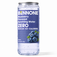 Eau gazeuse aux myrtilles sauvages BENNONE, sans sucre ajouté, antioxydante, boisson fruitée pétillante, 300 ml, canette individuelle, OEM ODM