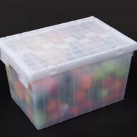 Caisse de rangement empilable en plastique transparent PP pour jouets et vêtements, facile à déplacer, caisses en plastique emboîtables pour légumes