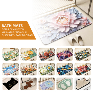 Tappetino da Bagno Moderno in Stile Floreale in Diatomite, Antiscivolo e ad Asciugatura Rapida, per Casa e Hotel, Tappeto Assorbente e Lavabile per Doccia e Bagno - Product Image 1