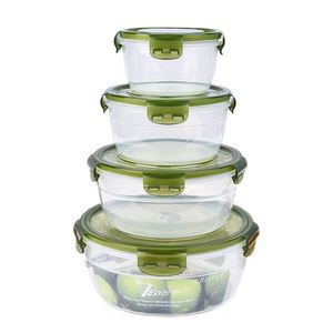 Food Grade Plastic Airtight <b>Storage</b> Box Set Round Microwave Safe Food <b>Container</b> for <b>Kitchen</b> Fridge Stall Lunch Prep - Product Image 1