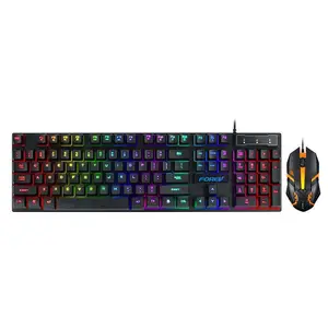 I più nuovi set di tastiera e mouse da gioco meccanici FV-Q305S cablati glow waterproof rgb computer keyboard rgb mouse combo per i giochi