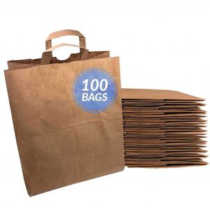 Paper Grocery <b>Bags</b> with Handles <b>Larges</b> Paper Grocery Shopping Heavy Duty Takeouts to Go Retail Kraft Reusable Paper <b>Bags</b> - Product Image 1