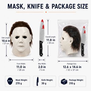 Nuova Maschera in Latex di <span class=keywords><strong>Michael</strong></span> <span class=keywords><strong>Myers</strong></span>, Maschera Horror per Film e Videogiochi, Copricapo Integrale, Accessorio per Costume, Maschera Spaventosa per Feste di Halloween - Product Image 5