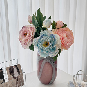 <b>Artificial</b> <b>Peony</b> Flower Silk High Simulation Burnt Edges Nordic Style Home Desktop Decoration Wedding Props - Product Image 3