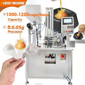 Machine de remplissage et de scellage automatique pour contenants de forme irrégulière, idéale pour bouillon d'os, yaourt, aliments humides pour chiens et chats, mayonnaise, miel et sauces - Product Image 1