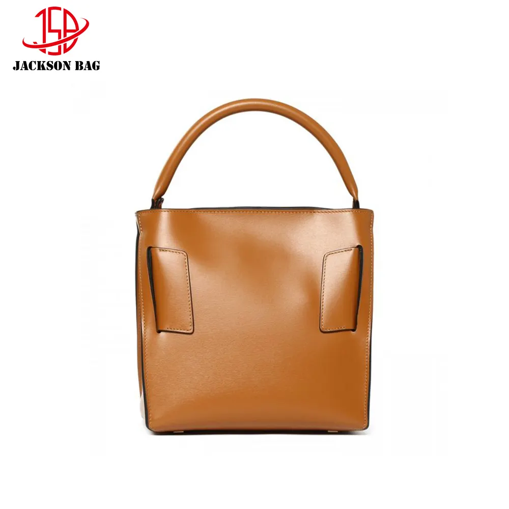 Metal Buckle On Front Slightly Shiny Coloured Leather Bag Leather Handle Shoulder Strap Bag