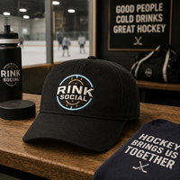 Commande d'essai – Casquette 6 panneaux profil bas avec boucle dorée classique, motif hockey, prête à la vente au détail pour les acheteurs adultes soucieux de leur style de vie, étiquette personnalisée