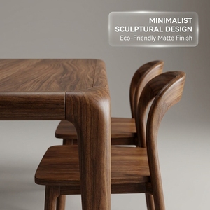Mesa <span class=keywords><strong>de</strong></span> Comedor Moderna <span class=keywords><strong>de</strong></span> <span class=keywords><strong>Madera</strong></span> Sólida para 6 Personas, <span class=keywords><strong>Venta</strong></span> Directa <span class=keywords><strong>de</strong></span> Fábrica, Personalización para Toda la Casa, Nuevo Estilo Minimalista en Color <span class=keywords><strong>Nogal</strong></span> - Product Image 2