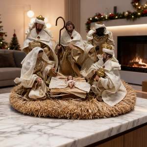 Crèche en résine artisanale, figurines religieuses de Noël décoratives et objets de collection - Product Image 5