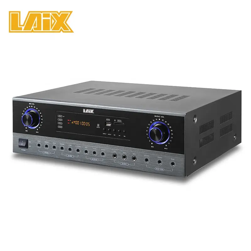 60W * 2 8Ohm Audio Karaoke System-Karaoke Amplifier(Stereo Receiver Mini BT Home Amplifier) untuk PA Speaker Home Theater Studio