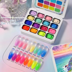 Gel de pintura 4 en 1 de 16 colores para estampado degradado, dibujo de patrones, gel UV/LED para estampado degradado. - Product Image 3