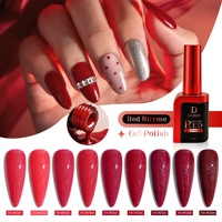 Vernis Gel Pailleté Rouge Deroi Red Rhyme Sans HEMA ni TPO, Gel UV en Bouteille, Logo Personnalisé, Vente en Gros, Marque Privée, Gel pour la Saint-Valentin