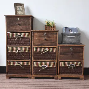 Meuble de chevet en bois massif antique, armoire de rangement, multifonctionnel