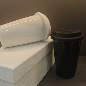 Vaso de Porcelana Blanca de Lujo para Sublimación, Doble Pared Aislada, con Tapa Abatible para Mantener Bebidas Calientes/Frías, para Café y Té - Product Image 4