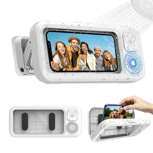 Support mural étanche pour téléphone de <span class=keywords><strong>douche</strong></span> avec haut-parleur, étui de protection pour téléphone de <span class=keywords><strong>douche</strong></span> pour salle de bain, baignoire, cuisine, miroir - Product Image 1