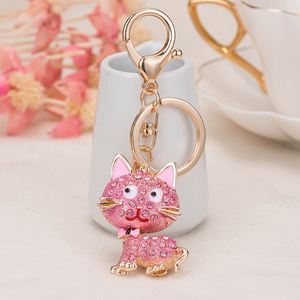 Nouveau Porte-clés Chat en Strass, Bijou de Mode, Pendentif Décoratif pour Voiture, en Métal et Cristal, pour Femme, Motif Chaton Animal - Product Image 4