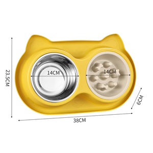 Stainless Steel Double Bowl - <b>Large</b> Slow Feeder Anti-Slip Wholesale - Product Image 4