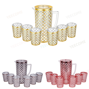 Yjm8502 Công Suất 2.9L Nhà Máy Nóng Bán Bình Nước 7 Mảnh Bộ Bình Nước Vàng In Ấn Nhựa Jug - Product Image 4