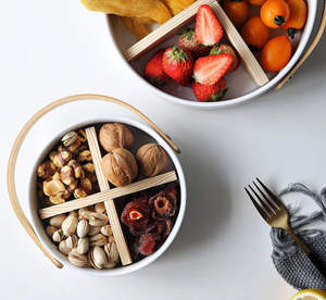 Nuevo cuenco portátil de cerámica para mezclar salsa de ensalada, mango de bambú, bandeja de postre de frutas de 6 pulgadas, platos para servir aperitivos, platos laterales - Product Image 5