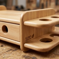 Support d'écran en bambou naturel avec tiroir et organisateur, étagère de bureau ergonomique pour le bureau à domicile