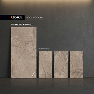Azulejos de porcelana pulida Super Grey de 800x1600 mm con aspecto de mármol para pisos y paredes de baños e interiores. - Product Image 2