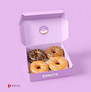 Premium Custom Branded Donut <b>Box</b> 4-Pack with Vibrant Print for Perfect <b>Dessert</b> Presentation - Product Image 1