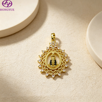 Collection de pendentifs religieux plaqués or 18 carats Hongyue en gros : Notre-Dame de Guadalupe, Saint Jude, Zircon, Bijoux amulettes catholiques