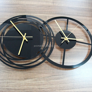 Reloj de pared de esquina redonda de 12 pulgadas de plástico ilusionista negro decorativo moderno cuadrado nórdico para decoración del hogar a precio mayorista - Product Image 3