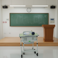 Bureaux d'école en métal réglables, confortables, durables et écologiques avec chaises à plateau en bois pour les cours de soutien scolaire des élèves du collège