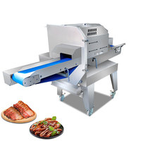 Nouvelle machine automatique de découpe de viande cuite, capacité 0,8 t/h, puissance 2,2 kW, tranchage fin réglable, carbone.