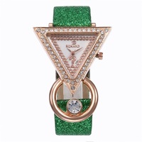 Ensemble de bijoux montre pour femme de luxe léger, 4 pièces, plaqué or, cadran triangulaire, rétro, goutte d'eau, poudre scintillante, zircon, cadeau