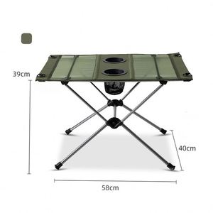 Table de camping pliable en aluminium ultralégère portable, facile à monter, durable, avec porte-gobelet, pour pique-nique en plein air - Product Image 4