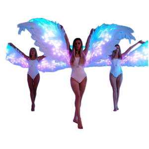 Pertunjukan panggung wanita Malaikat besar sayap bulu lampu LED-Up warna-warni pembukaan acara tari alat peraga 100% poliester Digital - Product Image 4