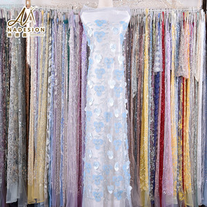 Wholesale Sequins Embroidery 3D <strong>Lace</strong> <strong>Fabric</strong> Floral Dress <strong>Lace</strong> Material Polyester Mesh <strong>Lace</strong> <strong>Fabric</strong>