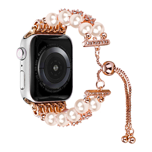 Bracelet de montre extensible en métal avec chaîne de perles Upro Luxury Jewelry pour IWatch 38/40/41/42/44/45 mm, bracelet intelligent pour montre connectée - Product Image 3