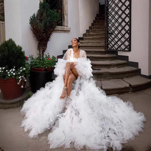 ชุดคลุมท้องหรูหราสำหรับผู้หญิง ชุดนอนแขนยาวระบาย ชุดคลุมอาบน้ำ ชุดราตรีเพื่อนเจ้าสาว ชุดนอนสั่งตัด - Product Image 3