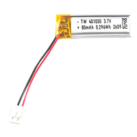 Échantillon Gratuit Personnalisé en Stock CE KC UN38.3 Batteries Li-po 401030 80mAh Rechargeable 3.7V Batterie Lithium-Ion Polymère pour Casque Audio