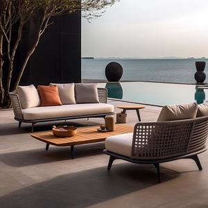 Sofá de Ratán de Estilo Nórdico para Exteriores, Dos Plazas, Estructura de Aleación de Aluminio, Ratán PE Resistente a los Rayos UV, Sofá de Jardín Impermeable y Resistente al Sol - Product Image 3