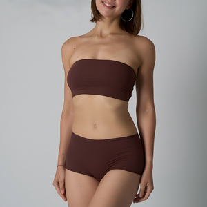 Conjunto de lencería para mujer: <span class=keywords><strong>Sujetador</strong></span> <span class=keywords><strong>bandeau</strong></span> <span class=keywords><strong>sin</strong></span> tirantes, <span class=keywords><strong>sin</strong></span> costuras, <span class=keywords><strong>sin</strong></span> aros, tipo segunda piel, True Cloud, y braguita boyshort. - Product Image 1