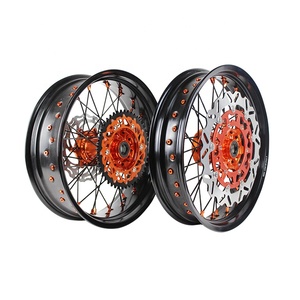 ล้อซุปเปอร์โมโต TE300 FE250 FS450 ขนาด 17 นิ้ว ได้รับการรับรองมาตรฐาน DOT ผลิตจากอะลูมิเนียม CNC ชุบอโนไดซ์ ขอบล้อ 17x3.5 17x5.0 ชุดล้อโมตาร์ดสำหรับแข่งแบบครบชุด - Product Image 5