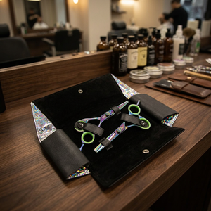Ciseaux de coiffure professionnels de 6 pouces pour droitiers, en acier inoxydable écologique, à long manche, pour la coupe et la texture des cheveux - Product Image 1