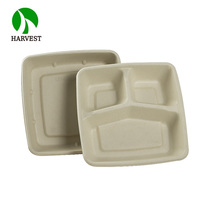 Boîte à lunch Bio Bento en papier de bambou, jetable, 750 ml (24 oz), micro-ondable, étanche, résistante à l'huile, récipient alimentaire