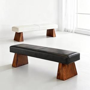 Nordic Minimalist Solid Wood <b>Bench</b> Genuine Leather Entryway Shoe Changing Stool Living Room Bedroom <b>Bed</b> <b>End</b> Stool Designer - Product Image 1