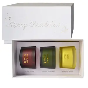 Heißer Verkauf Luxus Kunden spezifisches Soja wachs Bienenwachs Glas Glas Duft kerze Weihnachts kerzen set