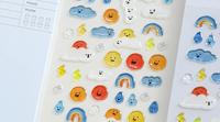 Autocollants décoratifs en résine style coréen, motifs visages et météo, mignons pour scrapbooking, journal et loisirs créatifs DIY BONBON