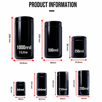 Bocaux en verre noir UV personnalisés avec couvercles en plastique CR, contenants de stockage de 3,5 g, étanches et anti-odeurs, pour compléments alimentaires, herbes et tabac